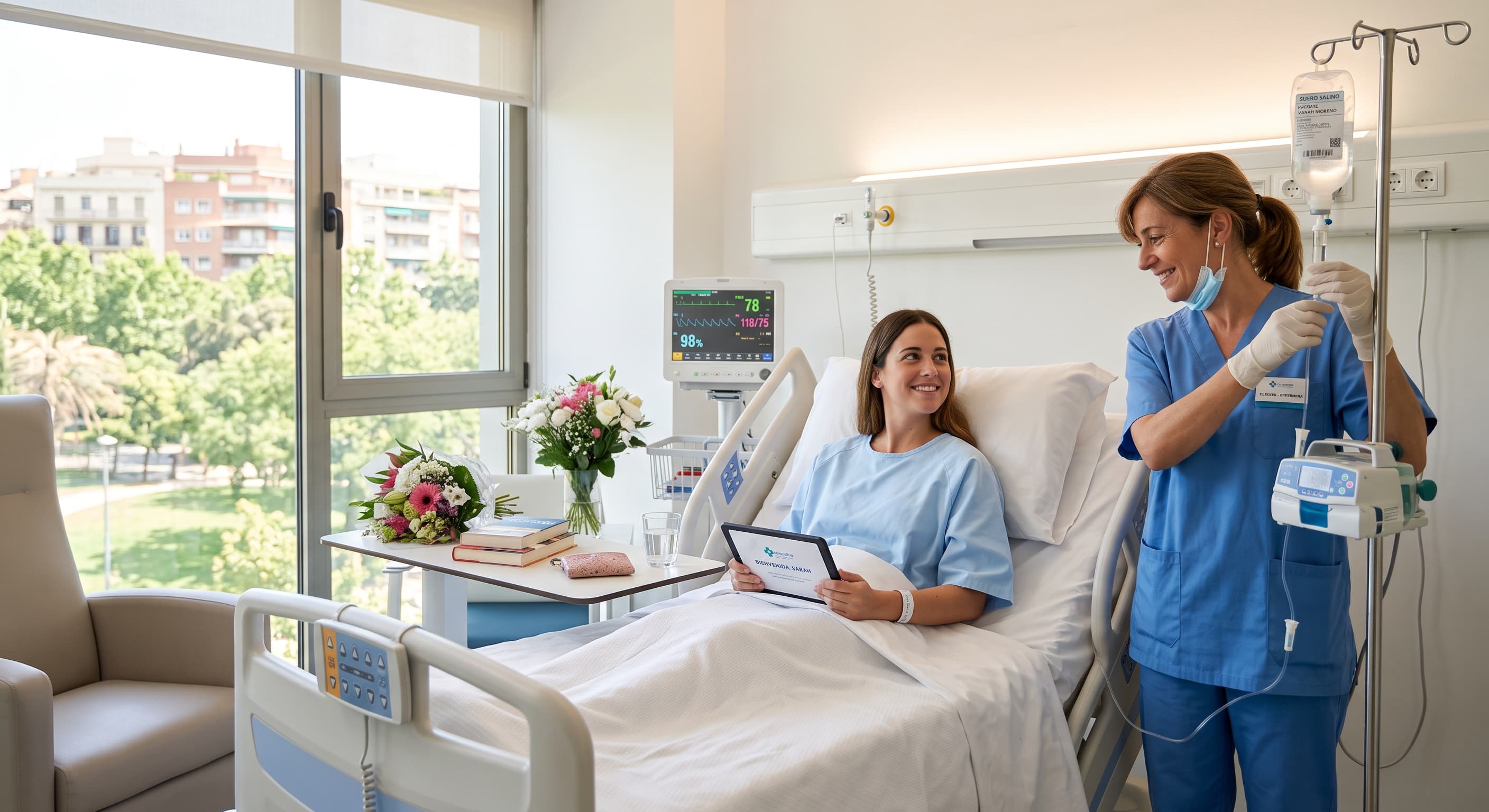 A patient receiving coordinated care during a hospital stay