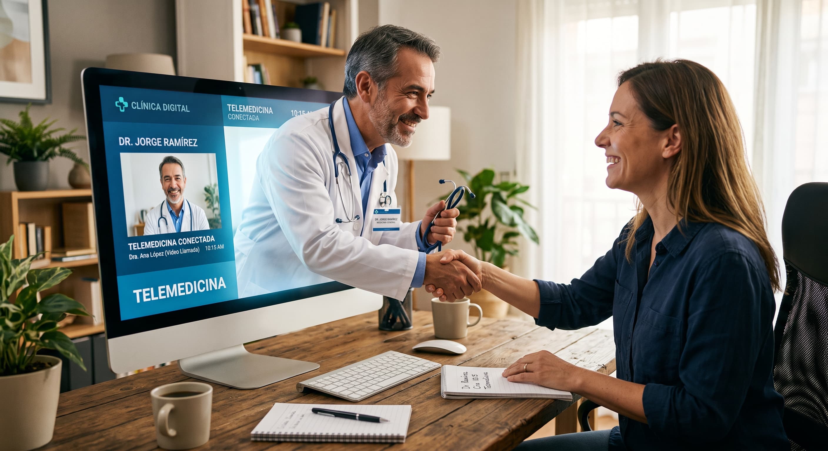 A patient speaking with a doctor during a remote consultation